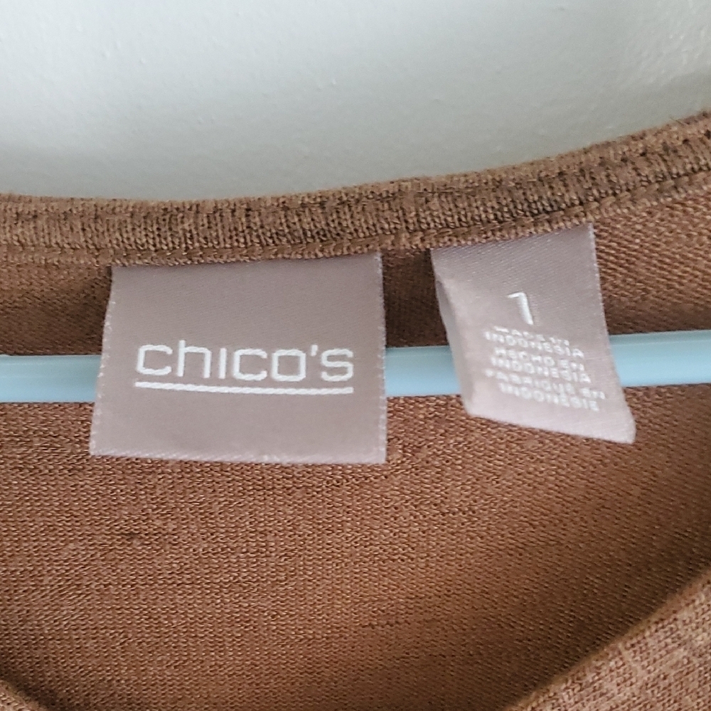 Chico's Warm Brown V-Neck Tunic - Picture 2 of 3